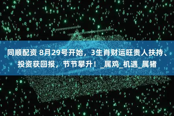 同顺配资 8月29号开始，3生肖财运旺贵人扶持、投资获回报，节节攀升！_属鸡_机遇_属猪